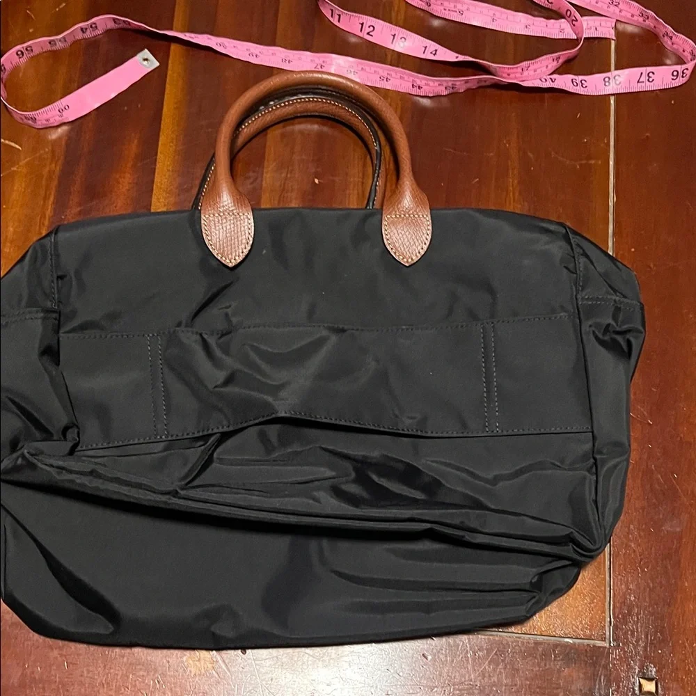 Longchamp Black Bag with Brown Trim